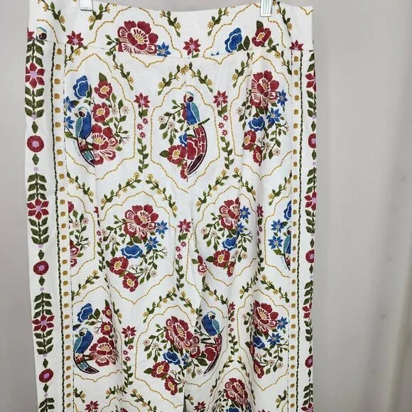 NWT Sezane X Farm Rio Tiago Crop Linen Blend Pant Romantic Garden 42/US Size 10 - Picture 11 of 16